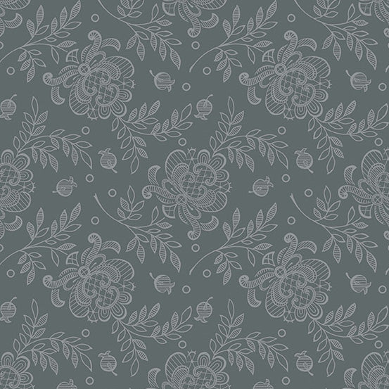 Andover Fabrics - French Mill - Lace Rose in Grey