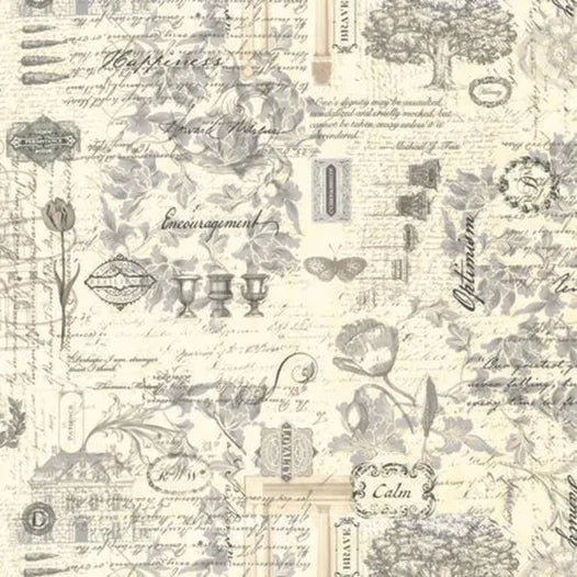 Moda Fabrics - Etchings - Perseverance Toile Parchment/Charcoal
