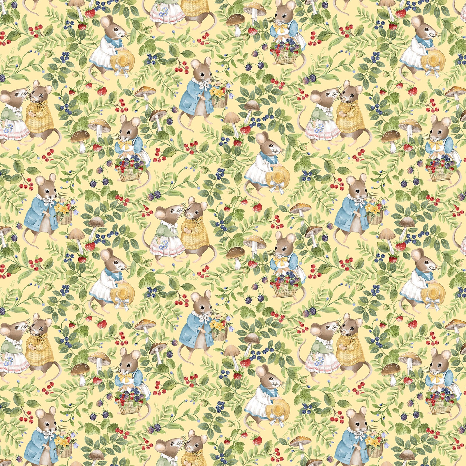 Northcott Fabrics - Country Mouse - Scenic Mice DP29006-52