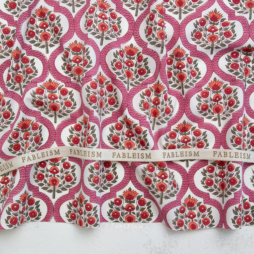 Fableism - Indian Block Prints: Cottage - Lattice Floral in Pink BPCT-04