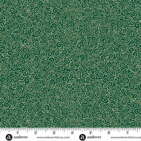 Makower UK  - Good Tidings - Scroll Green 109G