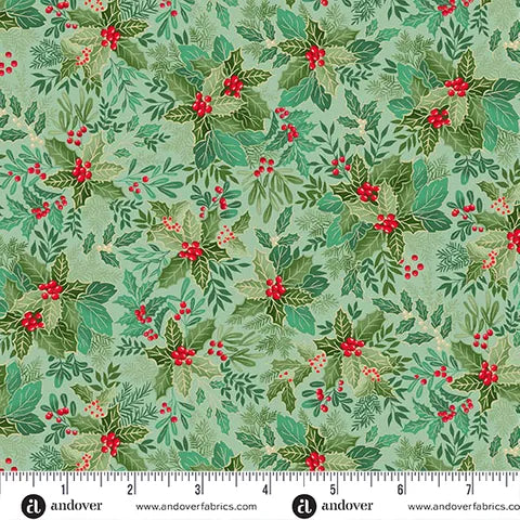 Makower UK  - Good Tidings - Holly Bush Mid Green 107G5