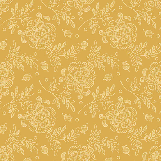 Andover Fabrics - French Mill - Lace Rose in Yellow