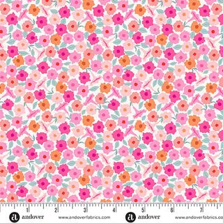 Andover Fabrics - Memories Unfold - Floret Teal A1428ET