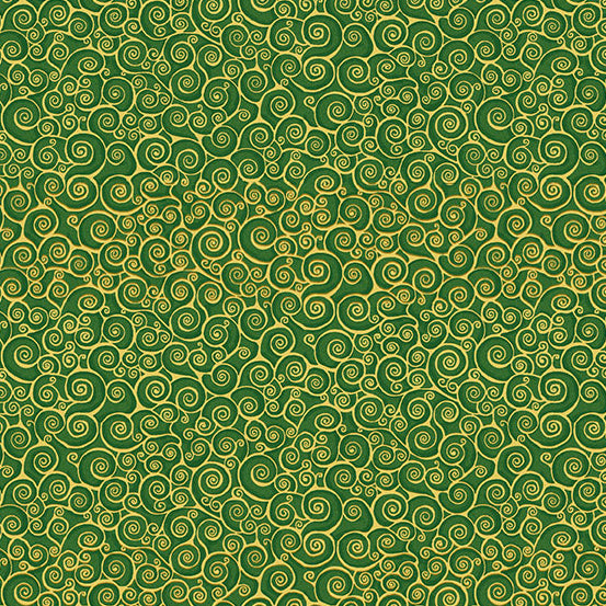 Makower UK - Classic Foliage - Scrolls on Green