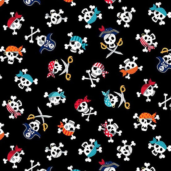 Makower UK - Pirates - Skulls Black