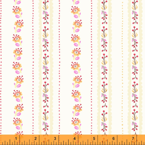 Heather Ross - West Hill - Floral Stripe Lilac